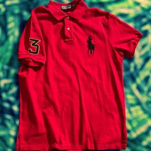 Polo by Ralph Lauren Men's Big Pony Custom Fit Mesh Polo. Mens size L. Red